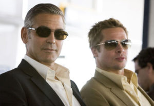 Pictured: GEORGE CLOONEY as Danny Ocean and BRAD PITT as Rusty Ryan star in Warner Bros. Pictures? and Village Roadshow Pictures? action adventure ?Ocean?s Thirteen,? distributed by Warner Bros. Pictures.